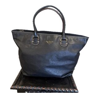 Jack Russell Malletier Leather Bag Purse LARGE Tote Black Made In Paris EUC